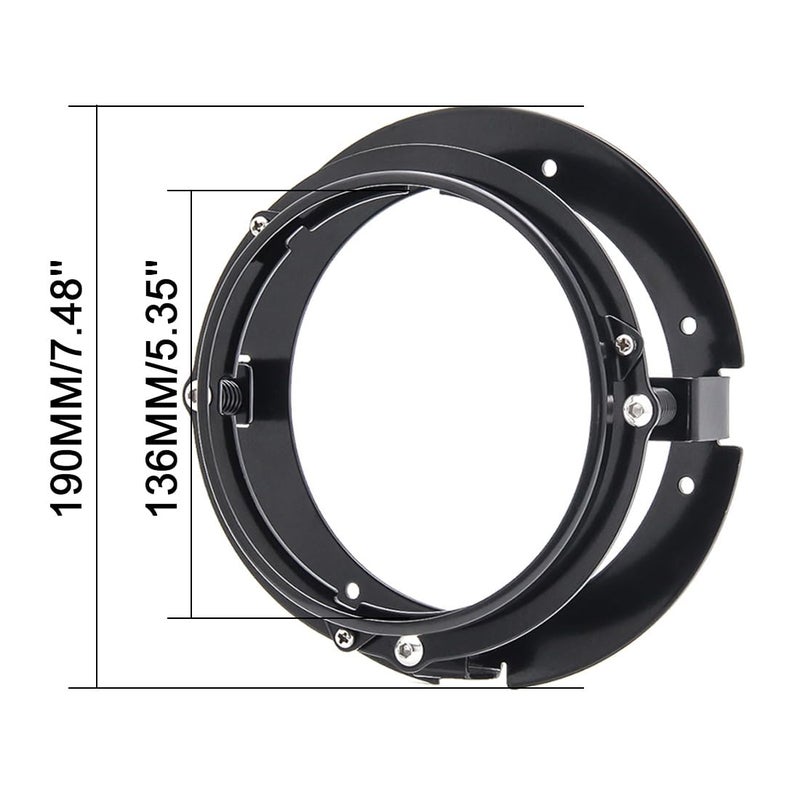 Autokun 7 Inch Round Headlight Motorcycle Mounting Bracket Ring Mount Brackets For Motorcycle (Black) - Image 2